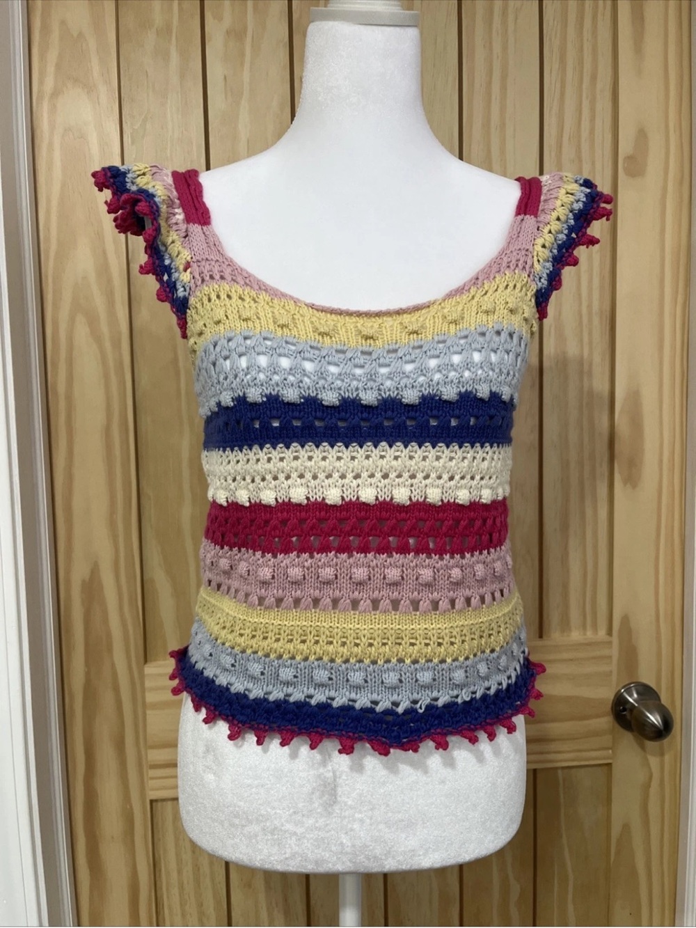 Multicolor Striped Crochet Tank Top - Women